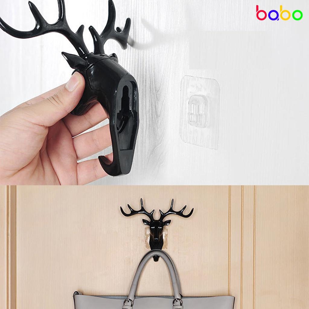 Móc treo tự dính sừng Hươu trang trí tường treo chìa khóa túi sách babo