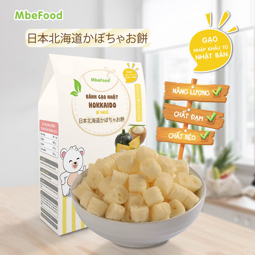 Bánh ăn dặm cho bé MBEFOOD Bánh gạo Nhật Hokkaido bí ngô que ngắn