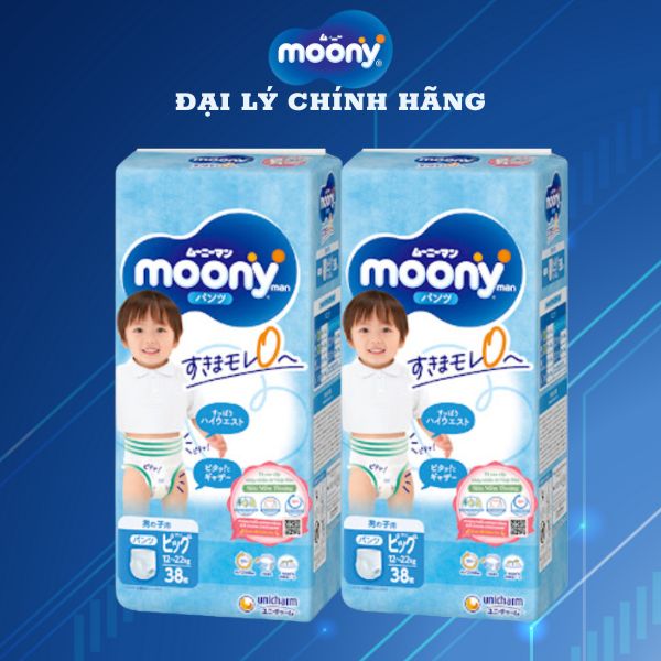 Combo 2 Gói Tã Quần Cao Cấp Moony Nhật Bản Bé Trai XL38