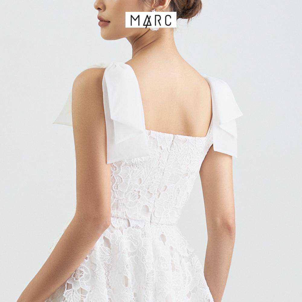 Đầm nữ MARC FASHION ren midi 2 dây phối nơ vai CBLH112222
