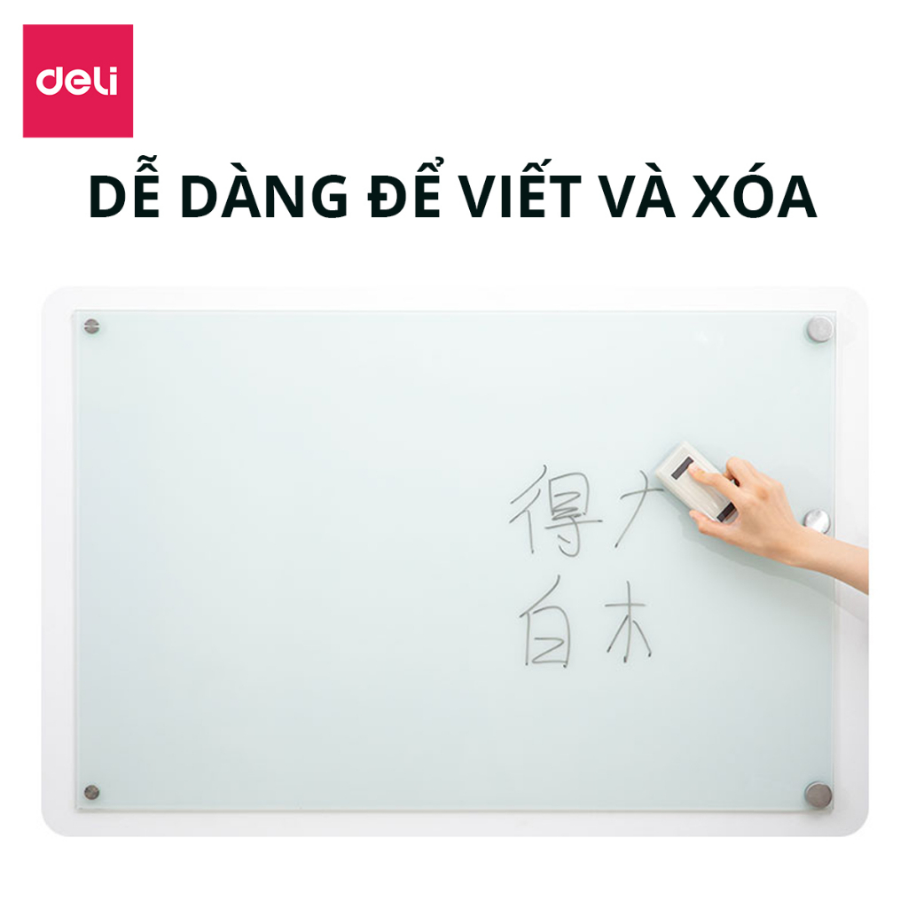 Bút Viết Dạ Bảng Bút Lông Xoá Được 8 Màu Kèm Bông Lau 2 Trong 1 Deli - Bút Viết Trên Nhiều Bề Mặt Bảng Từ, Mica, Bảng Kính - 1 chiếc