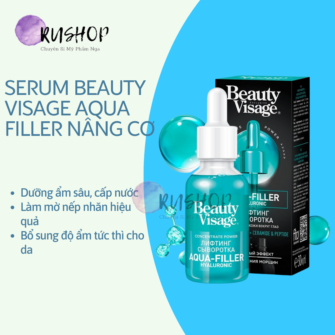 Serum Beauty Visage Aqua Filler nâng cơ, giảm nếp nhăn, đều màu da 30ml