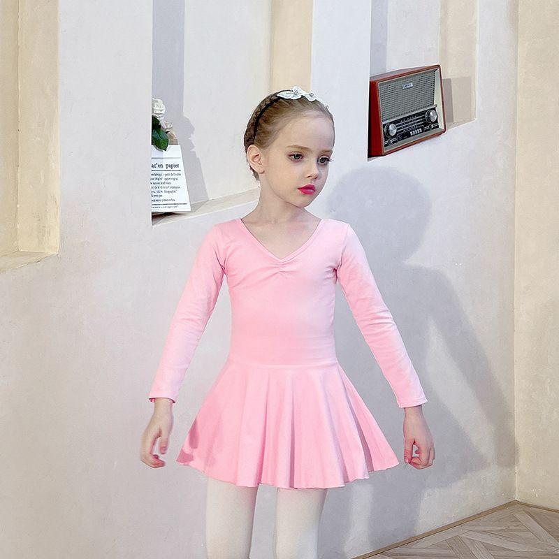 Đầm múa ballet liền thân màu hồng - Tay dài