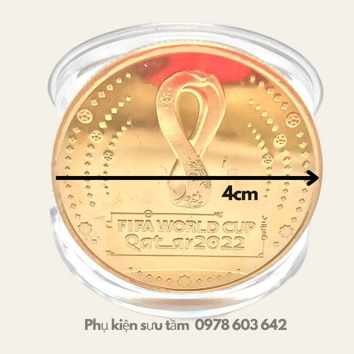 Xu Lưu Niệm World Cup 2022 In Màu, đường kính: 4cm, màu vàng - SP005993