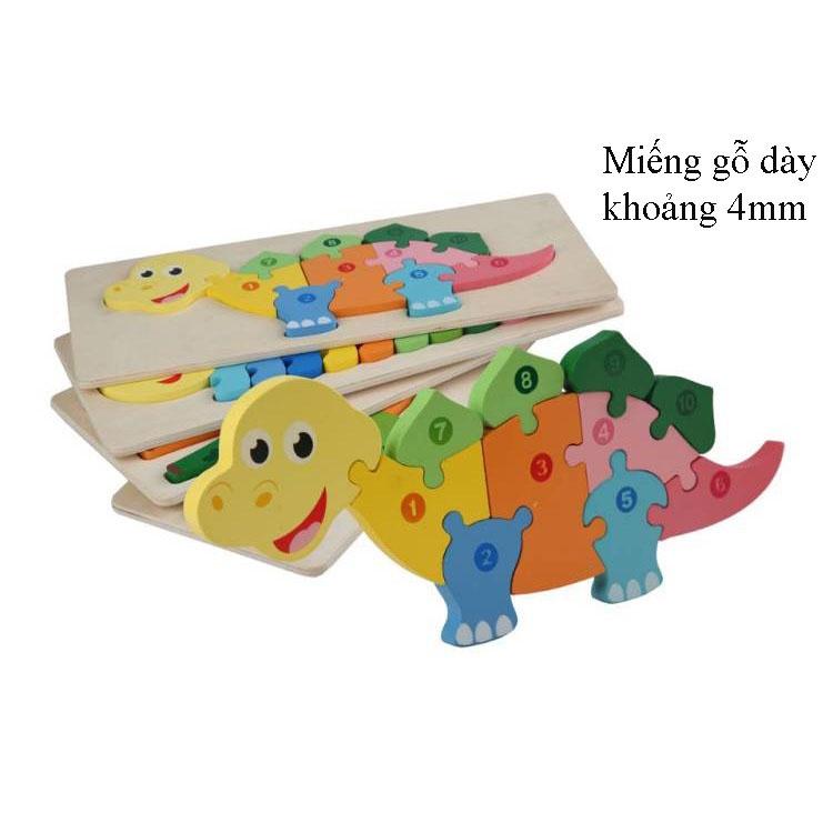 Combo 3 Tranh Ghép Hình Bằng Gỗ Đồ Chơi Tranh Ghép Nối Số Cho Bé Trai Và Bé Gái Kích Thước 30*13cm