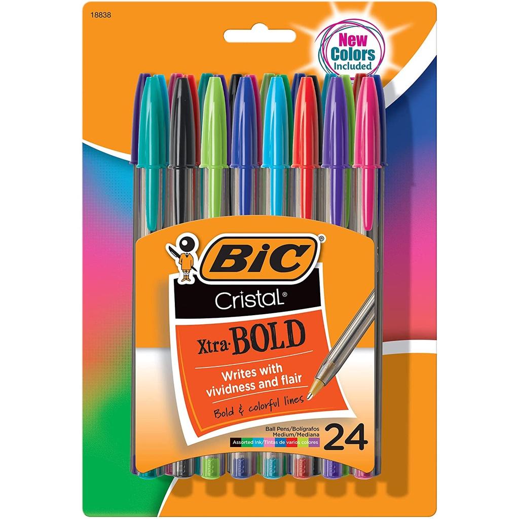 Bút bi BIC Cristal Xtra Bold Fashion Ballpoint Pen, Bold Point (1.6mm) (hộp 24 cây)