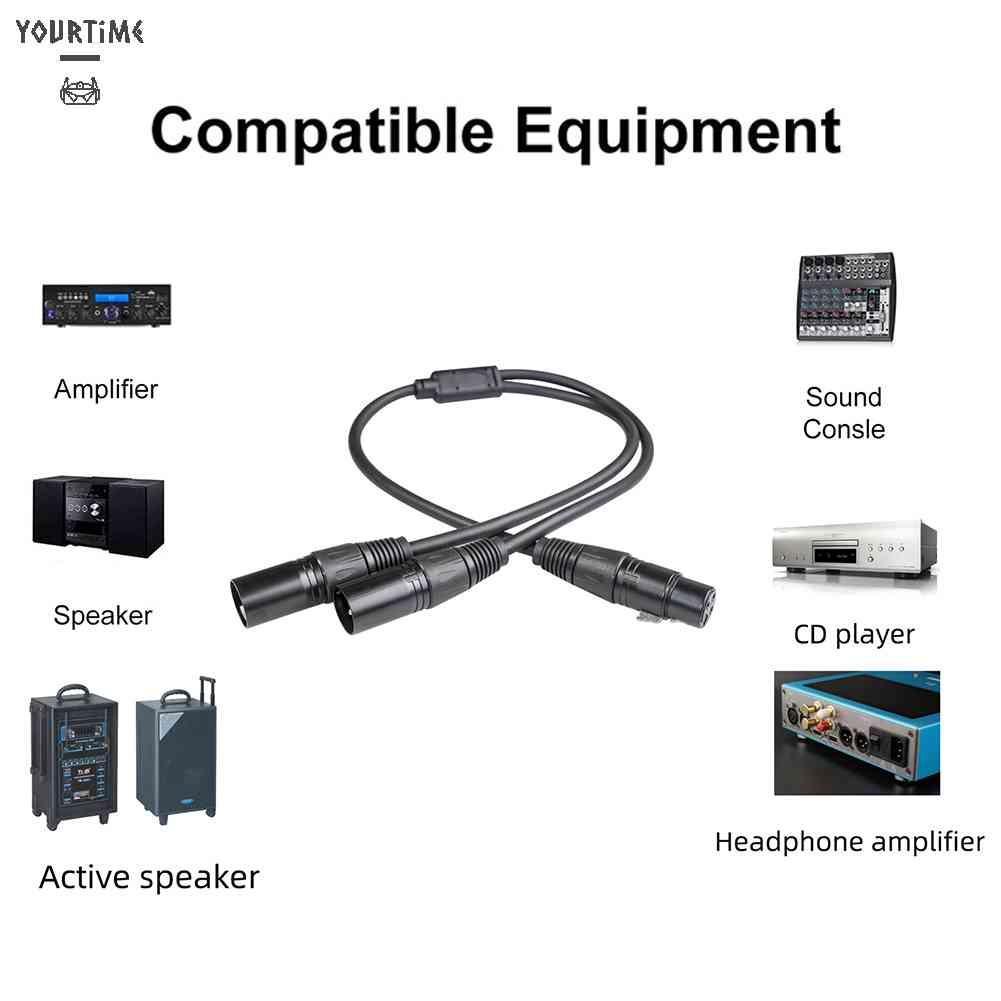 Dây Cáp Chữ Y Chuyển Đổi Âm Thanh 3 Pin XLR Sang XLR Kép Dài 50cm Màu Đen