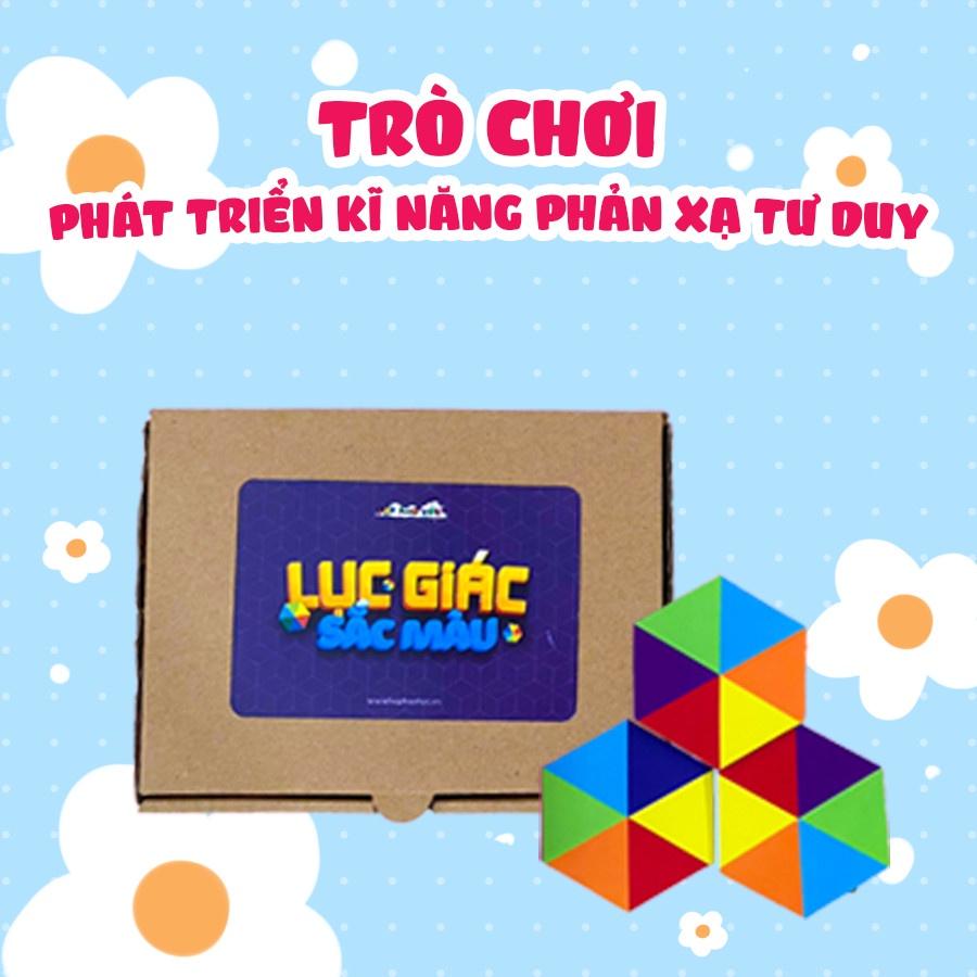 Hộp Háo Hức EM BÉ TRÁCH NHIỆM 3-6 tuổi gồm Đồ chơi thông minh Lục giác sắc màu và Bộ 3 sách cho bé