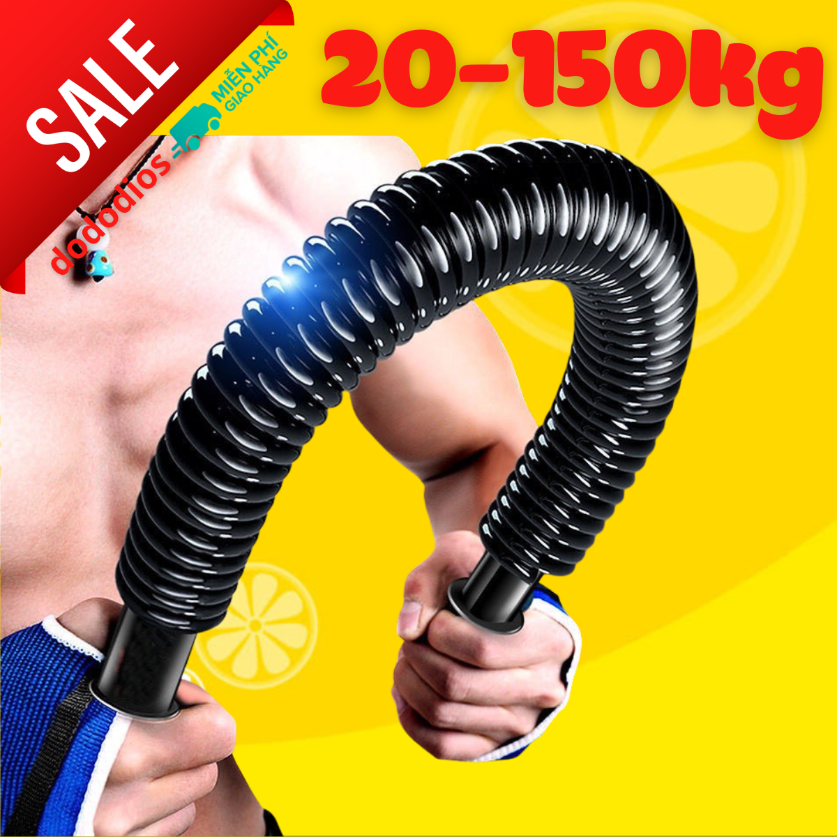 Gậy lò xo, Gậy Bẻ Tập Cơ Tay Gậy Lò Xo Lực 20kg, 25kg, 30Kg, 40kg, 50kg, 60kg - Hàng chính hãng dododios - gậy lò xo 100kg màu vàng