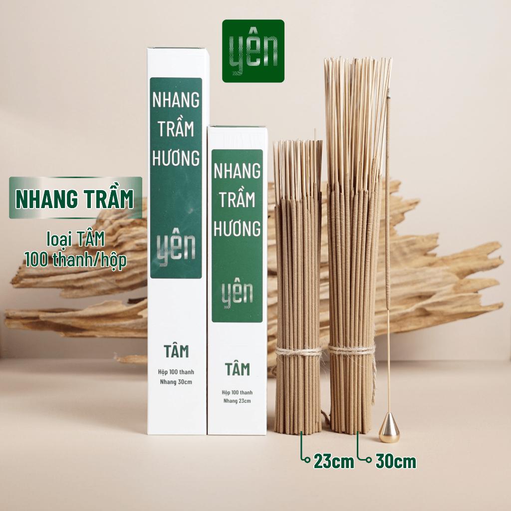 Nhang Trầm Hương Yên Loại Tâm 23-30cm Hộp 100 thanh Sạch Tự Nhiên Ít Khói Dùng Thờ Cúng Xông Thơm - Nhang Trầm 30cm