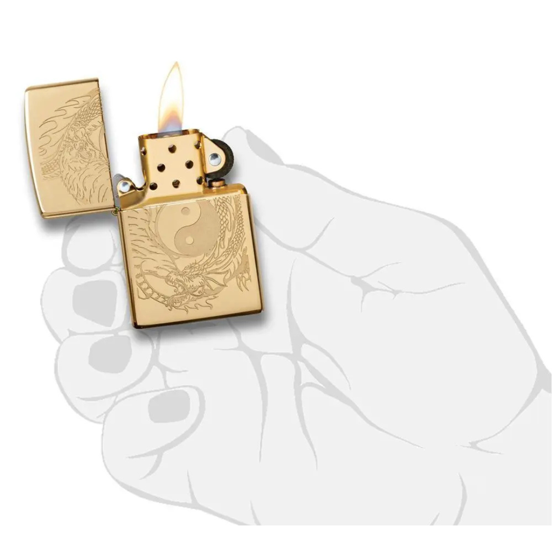 Bật Lửa Zippo Chính Hãng Tiger and Dragon Design - Khắc Hổ Và Rồng Âm Dương Chất Liệu Cao Cấp