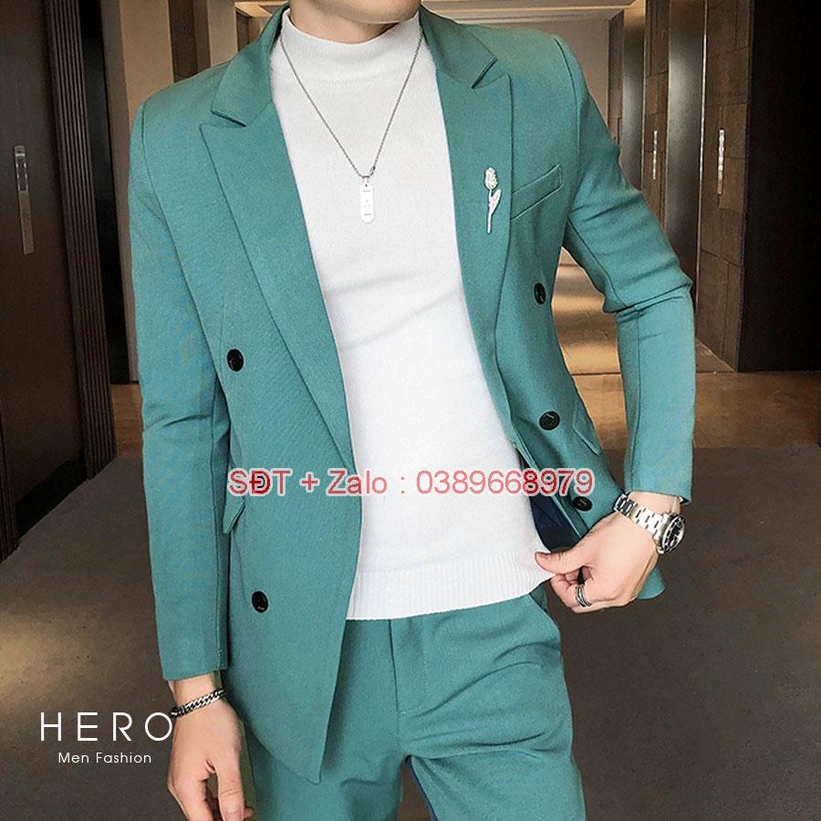 Vest Nam 6 Cúc, Bộ Vest Nam Xanh Ruby 6 Cúc, Suit Nam 6 Cúc, Bộ Suit Nam Hàn Quốc 6 Cúc