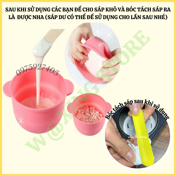 Combo Wax Lông Tại Nhà Bát Silion Nấu Sáp,100G Sáp Siêu Bám Lông,Mỡ Trăn Triệt Lông