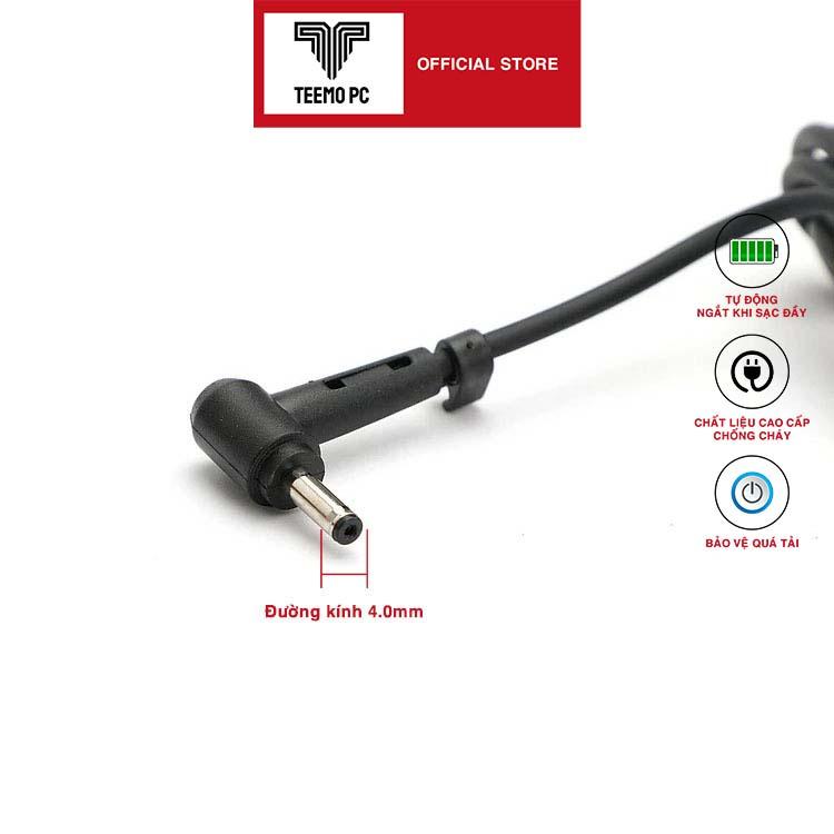 Sạc Tương Thích Cho Laptop Asus 19V-3.42A - Vuông - Chân Nhỏ 65W - Hàng Nhập Khẩu New Seal TEEMO PC TEAC244