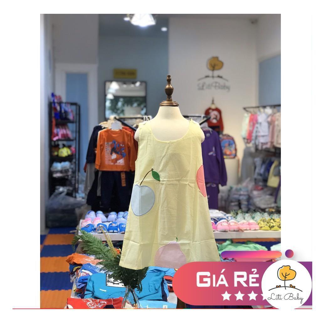Váy thêu táo size 1-8T, cài cúc vai