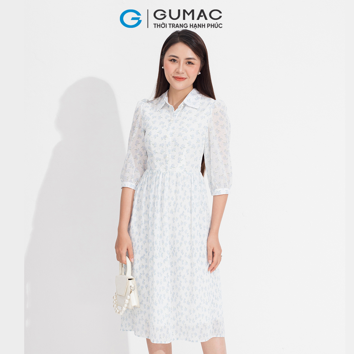 Đầm phối tùng xếp ly GUMAC DD05086