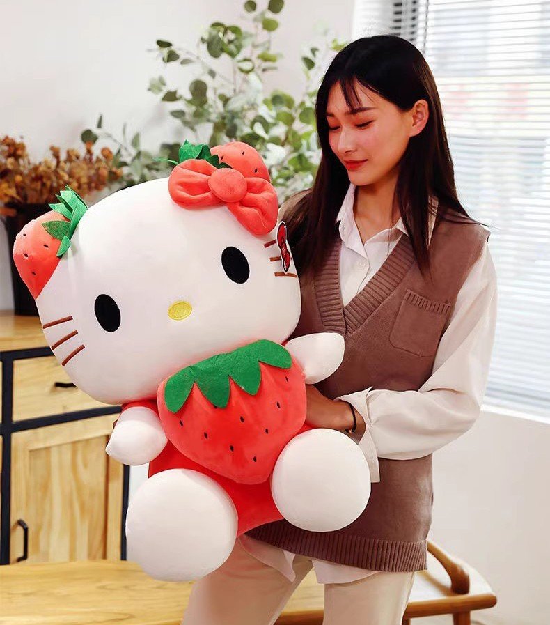Gấu Bông Mèo Kitty Ôm Dâu Tây Siêu Hot Siêu Cưng (22cm---&gt;50cm) Hàng Cao Cấp Loại 1 Chất Lượng Cao, An Toàn Cho Trẻ Nhỏ