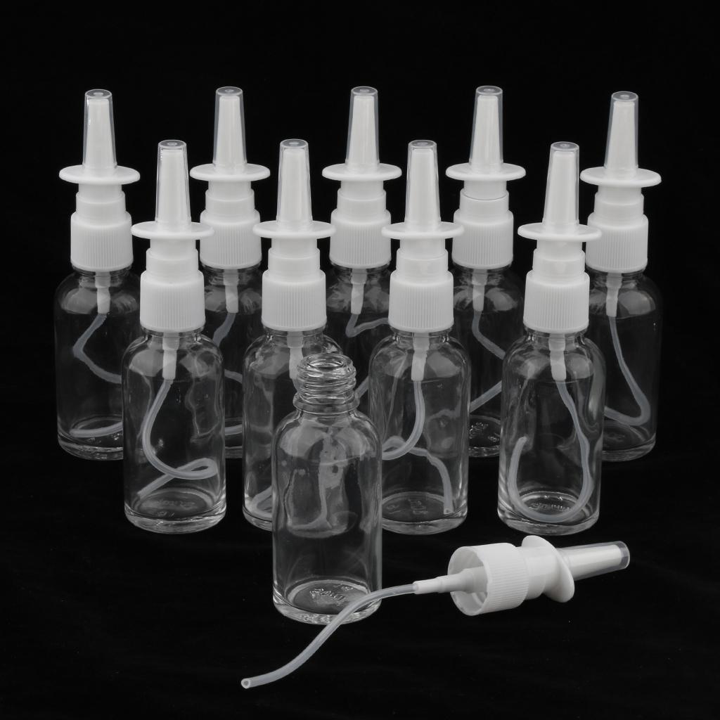 20 Pieces 30 Ml Empty Nasal Spray Bottle, Fine Glass Mist Bottle, Sterile Nasal Spray for on The Go Amber / Clear