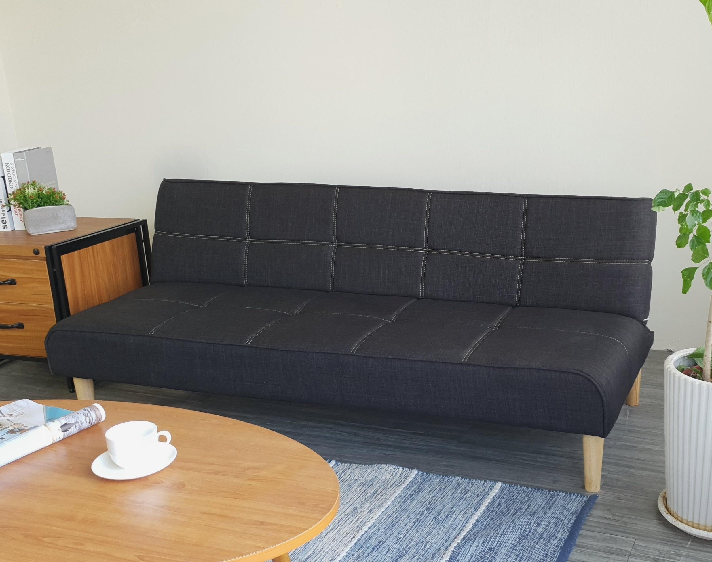 Sofa bed 3 trong 1 Juno sofa chân gỗ màu xám đen
