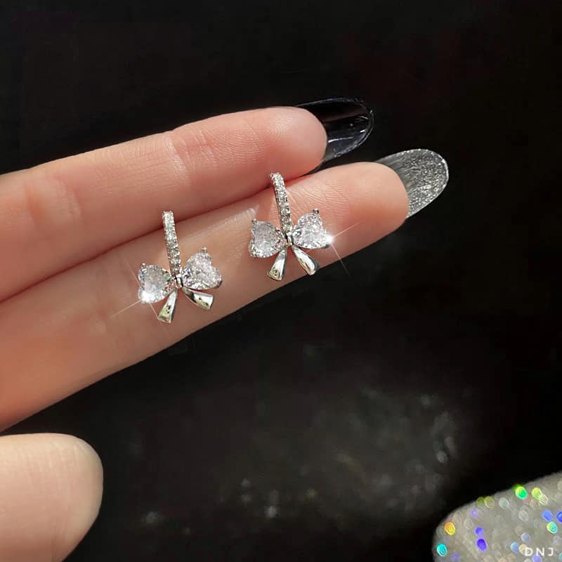 Bông tai bạc thời trang hình chiếc nơ chất liệu bằng bạc s925 MS78v