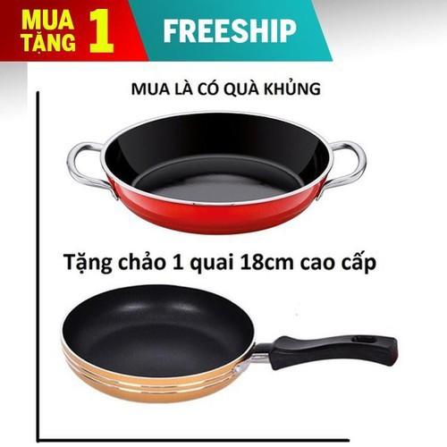 Chảo chống dính 2 quai 22cm tặng kèm 1 chảo chống dính 1 quai 18 cm cao cấp