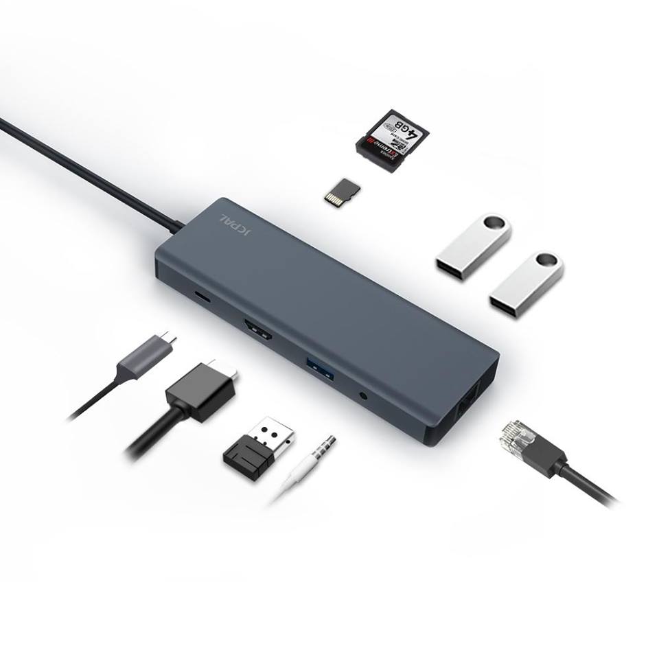 Cổng chuyển/Hub USB-C 9in1 JCPAL LINX cho Macbook - Hàng Chính Hãng