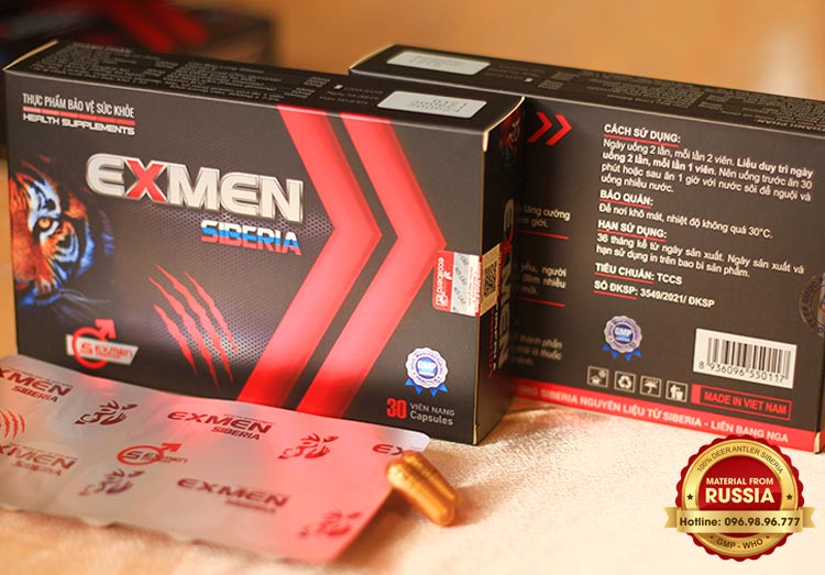 Thực Phẩm bảo vệ sức khỏe Exmen Siberia hộp 30 viên, Chính hãng Ecosiberi -Tăng Cường chức năng sinh lý nam giới,