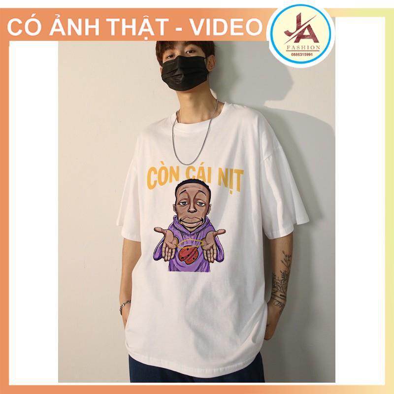 Áo Thun unisex form rộng tay lỡ CÒN CÁI NỊT,áo phông nam nữ hot trend 2021 chất cotton co dãn JASHOP