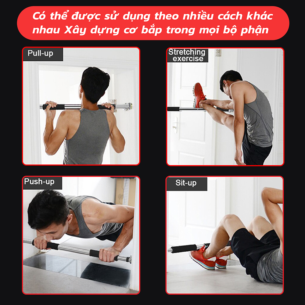 BG - thanh xà đơn gắn khung cửa 100-150cm Steel Pipe Pull Up Bar Doorway Chin Up Bar Horizontal Bar Home Gym maximum 150kg (hàng nhập khẩu)