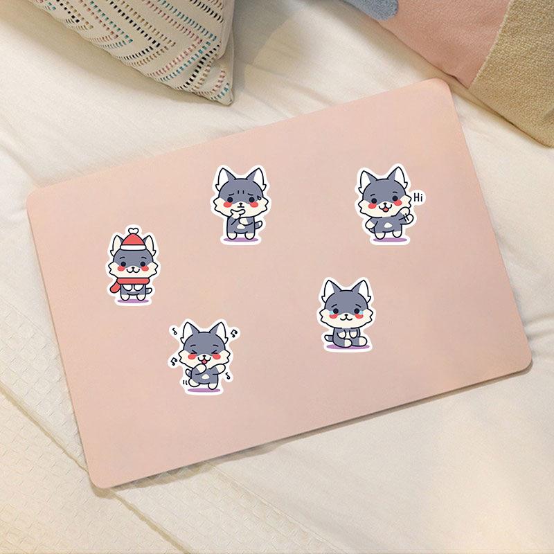 Sticker SÓI XÁM 2 hoạt hình cute trang trí mũ bảo hiểm,guitar,ukulele,điện thoại,sổ tay,laptop-mẫu S92