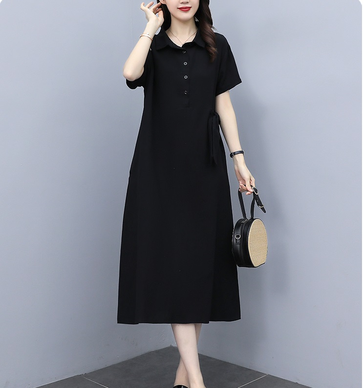 Đầm linen cổ sơ mi Đũi Việt, form dài rộng mặc siêu thoải mái, kiểu dáng thanh lịch Dv61
