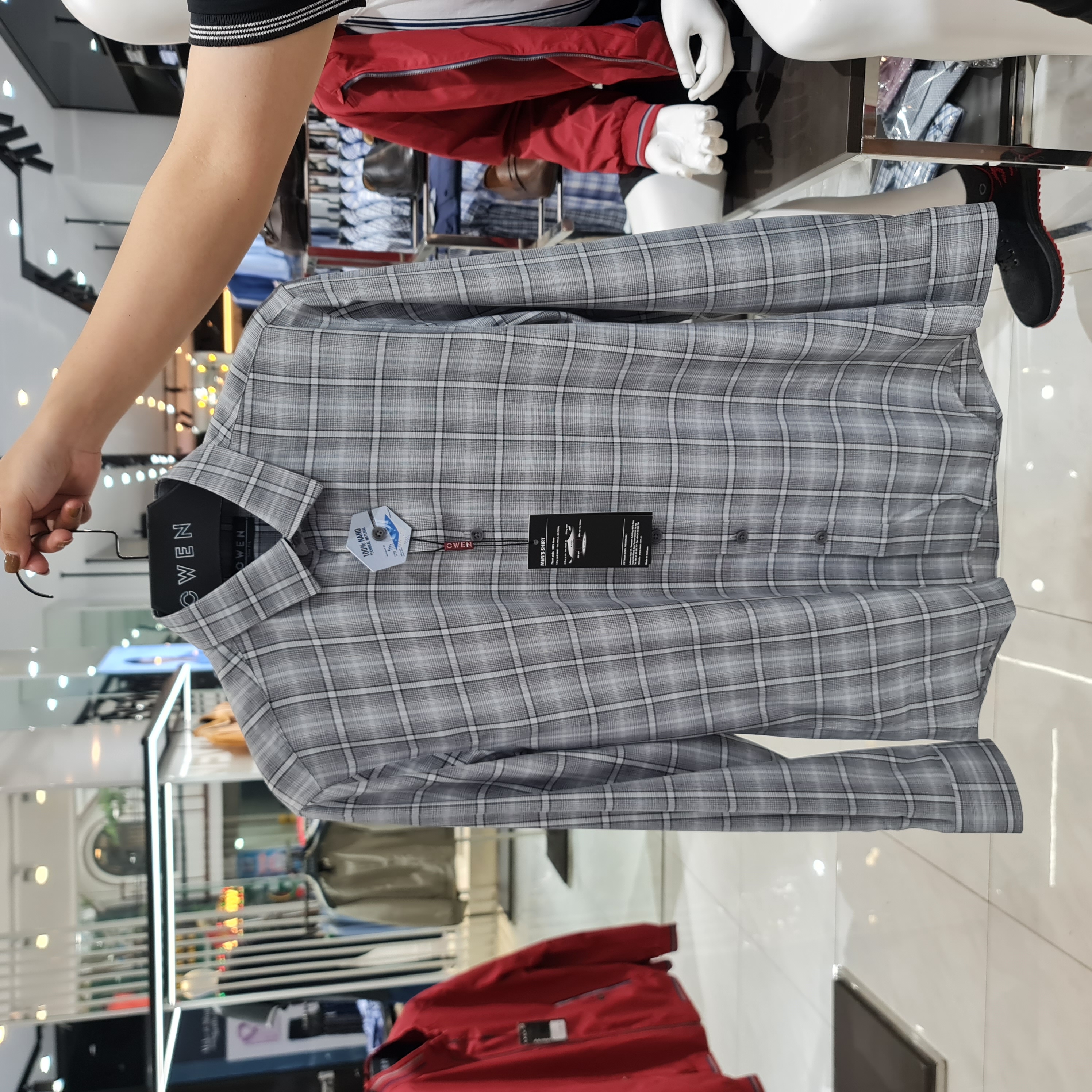 OWEN - Áo sơ mi nam dài tay dáng SLIMFIT sợi Nano - Mã AS23551D