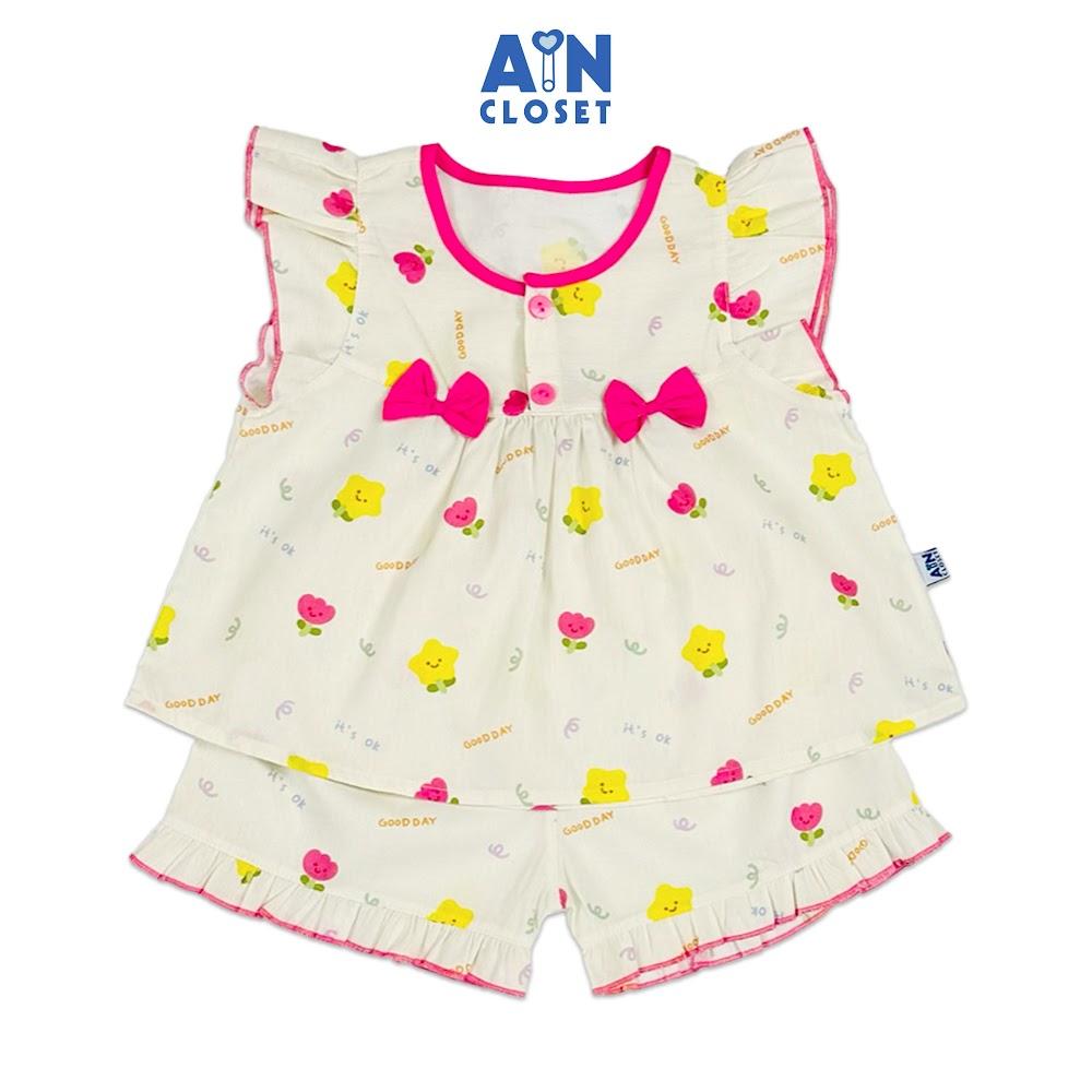 Bộ quần áo Ngắn bé gái họa tiết Cây May Mắn Cotton - AICDBGNOGYW4 - AIN Closet