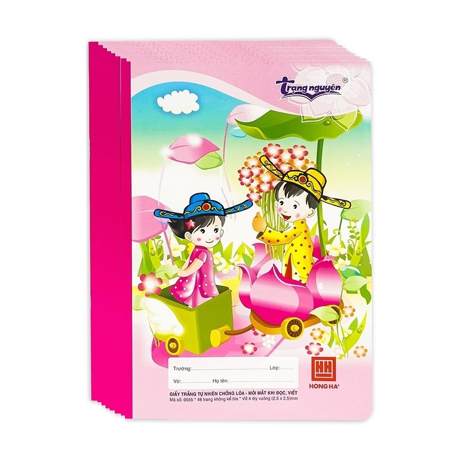 Tập 10 quyển vở 4 ô ly chống lóa Trạng Nguyên 48 trang Hồng Hà 0555 kích thước 170x240mm