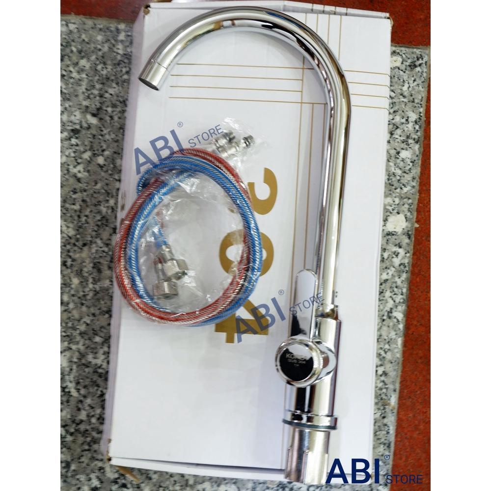 Vòi rửa chén inox 304, cổ bi bền đẹp, bề mặt mạ sáng bóng, Vòi rửa bát nóng lạnh cắm chậu cần cứng kèm đôi dây cấp nước