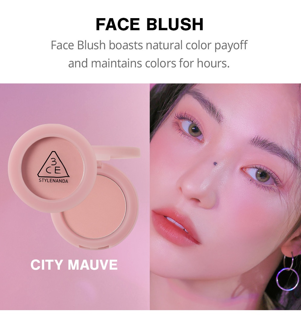 Phấn Má Hồng 3CE Phiên Bản SPLIT SECOND 3CE FACE BLUSH #CITY MAUVE Sắc Hoa Cà Sang Trọng, Hiện Đại 5.5g