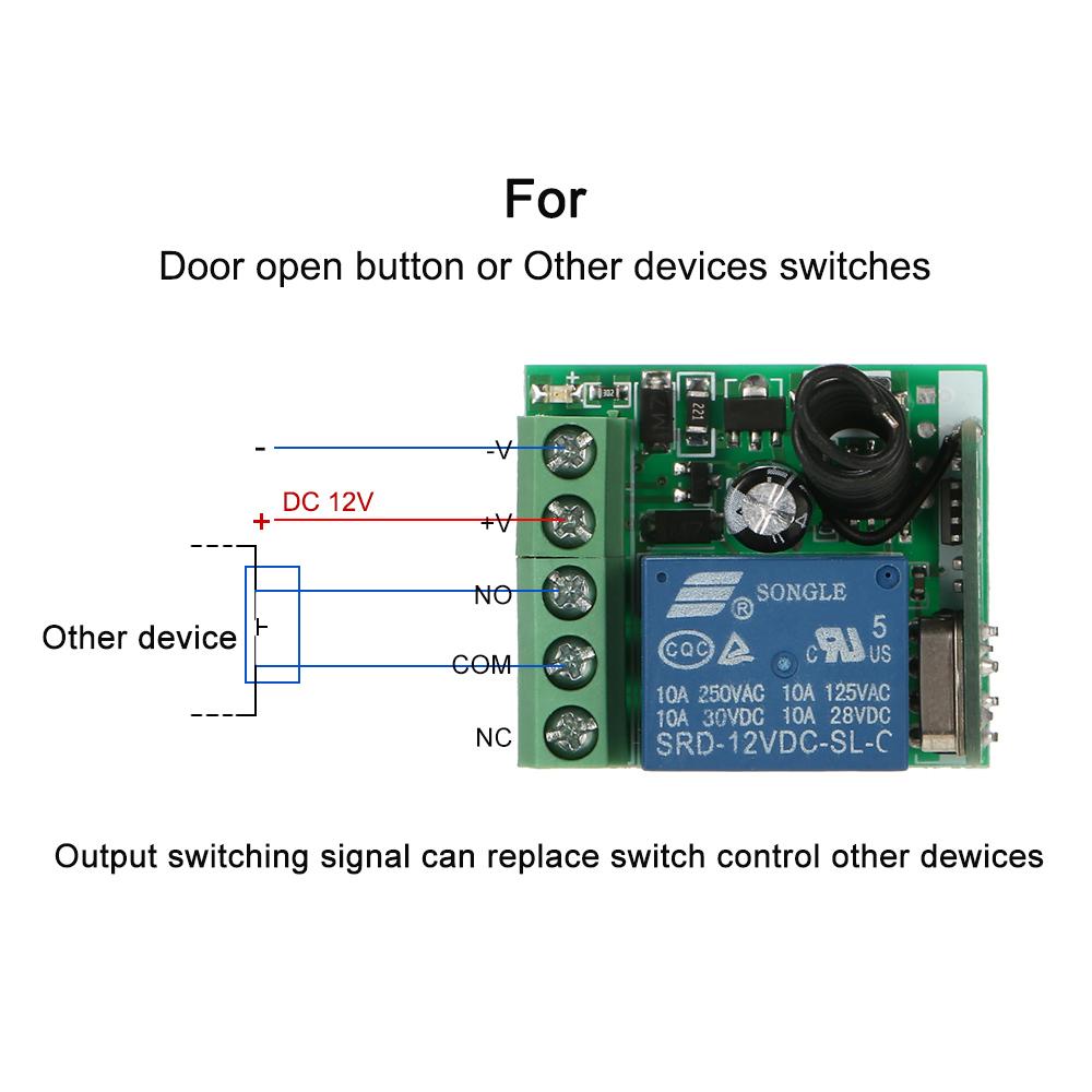 Smart Home 433Mhz DC 12V 1CH Wireless Remote Switch Relay Receiver Transmitter Universal Remote Control Switch Module and RF Transmitter Remote Controls 1527