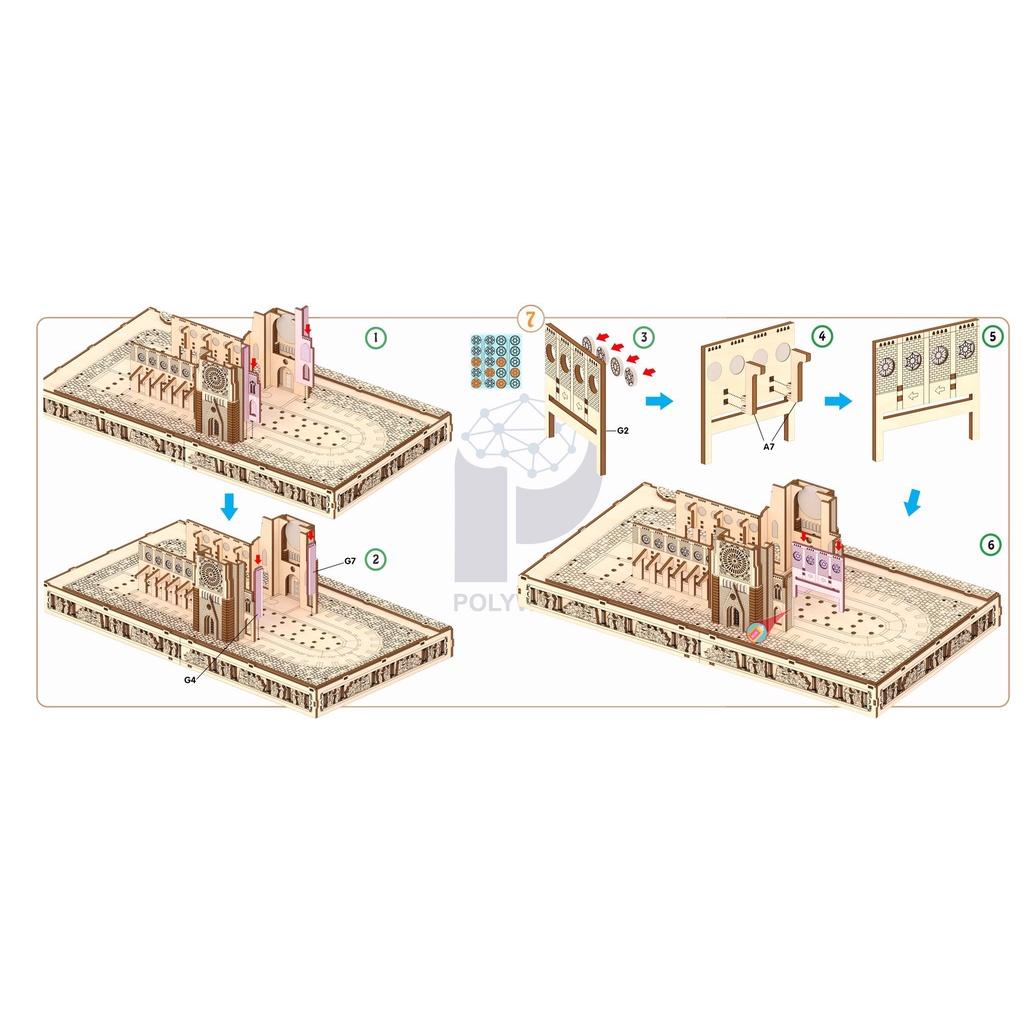 Mô hình gỗ lắp ráp Nhà thờ Đức Bà 300 chi tiết - Mô hình gỗ có đèn trang trí , quà tặng mới