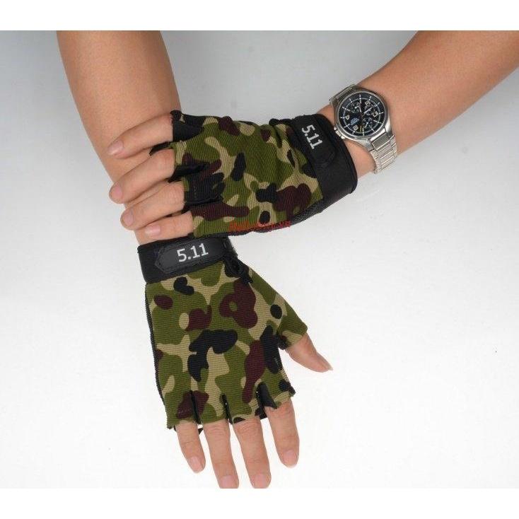 1 đôi găng tay chiến thuật hở ngón 511 rằn ri camo