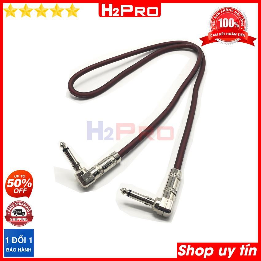 Dây jack 6 ly 2 đầu góc vuông H2Pro cao cấp dài 1m (1 dây), dây 2 đầu 6 ly hàng tự làm chống sôi-nhiễu-âm thanh ra sáng