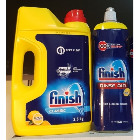 Combo nước làm bóng bát finish 800ml + Bột rửa bát finish 2.5kg dùng cho máy rửa bát