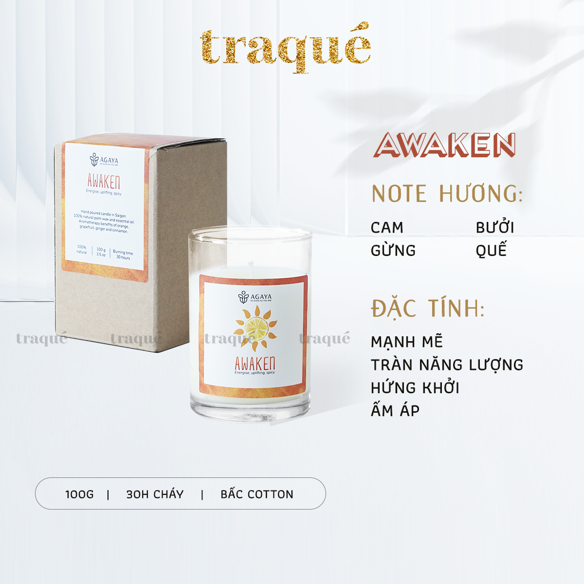 Nến thơm Candle Cup/Agaya - Hương Thảo Mộc AWAKEN