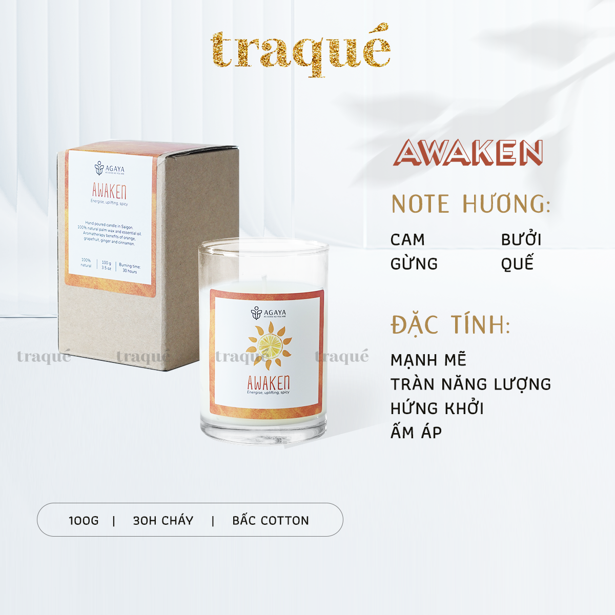 Nến thơm tinh dầu cao cấp không khói an toàn Candle Cup - AWAKEN - S - 100G