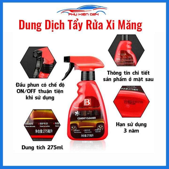 Chai xịt tẩy xi măng dính cửa kính vỏ ô tô Botny B-2085 an toàn hiệu quả dung tích 275ml