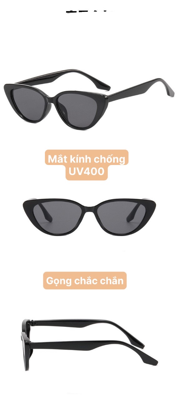 Kính Mát Mắt Mèo, Kính Râm Chống Nắng Tia UV400 Gọng Nhựa Nhiều Màu Thời Trang Nam Nữ Cá Tính Hàn Quốc 2023