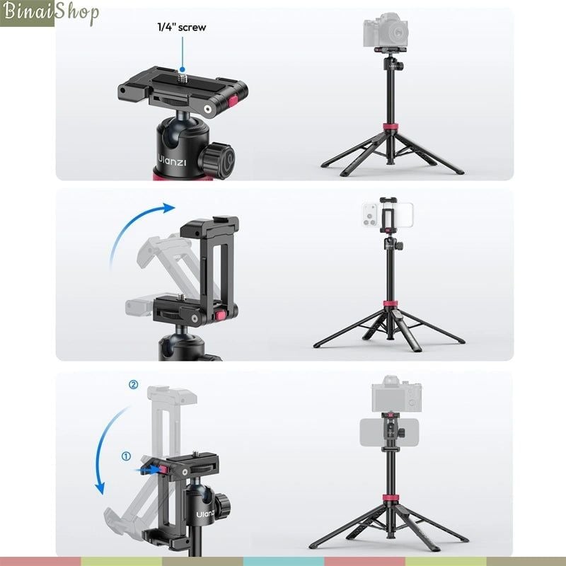 Ulanzi MT-44 - Tripod Mini Cho Máy Ảnh, Điện Thoại, Tải Trọng 1.5 Kg, Chiều Cao Tối Đa 109cm - Hàng chính hãng