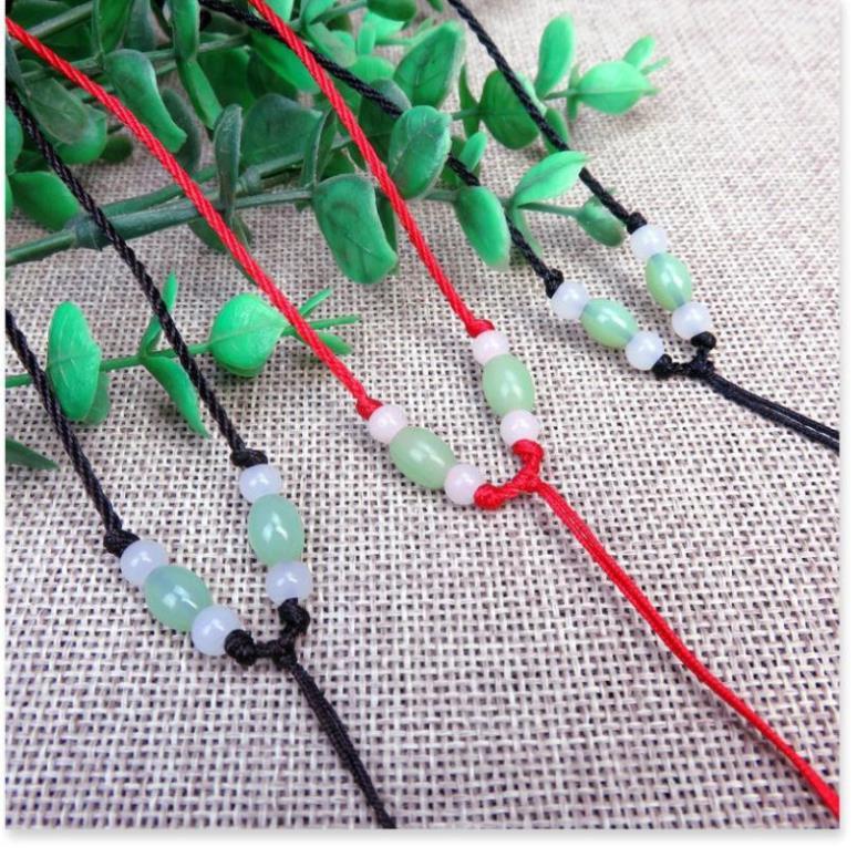 Dây tết chỉ đỏ đeo cổ - Green transfer beads,Fine 璎珞珞line necklac