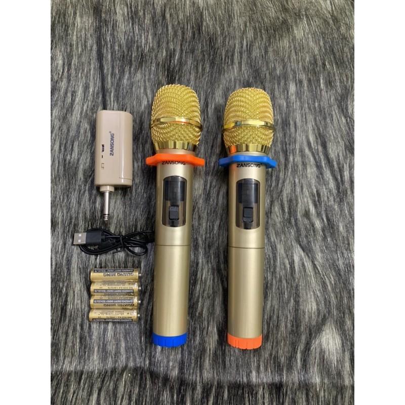 Combo hai mic không dây hát karaoke,hát livestream S28A hàng chính hãng Zansong