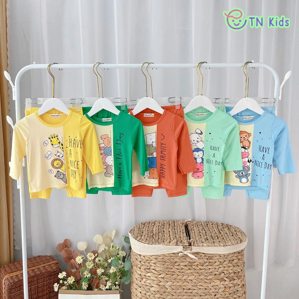 Bộ Dài Tay Thun Lạnh phối lạ mắt Mềm Mịn Thoáng Mát - Hàng Chuẩn Loại 1 Cho Bé Trai Bé Gái Từ 7-19kg
