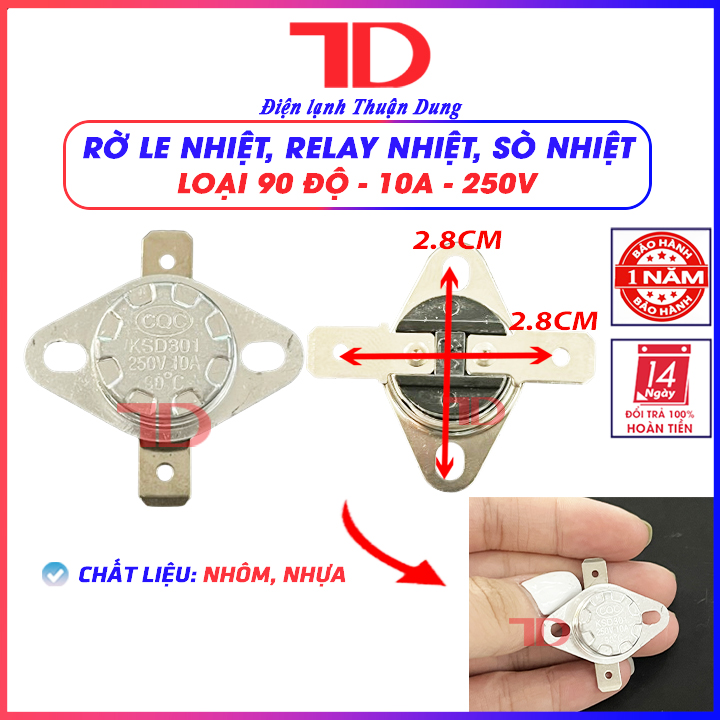 Rơ le (Relay) nhiệt, sò nhiệt-10A-250V dùng để bảo vệ thiết bị khỏi bị quá nhiệt (ấm nước, cây nóng lạnh...), Hàng nhập khẩu, Điện lạnh Thuận Dung